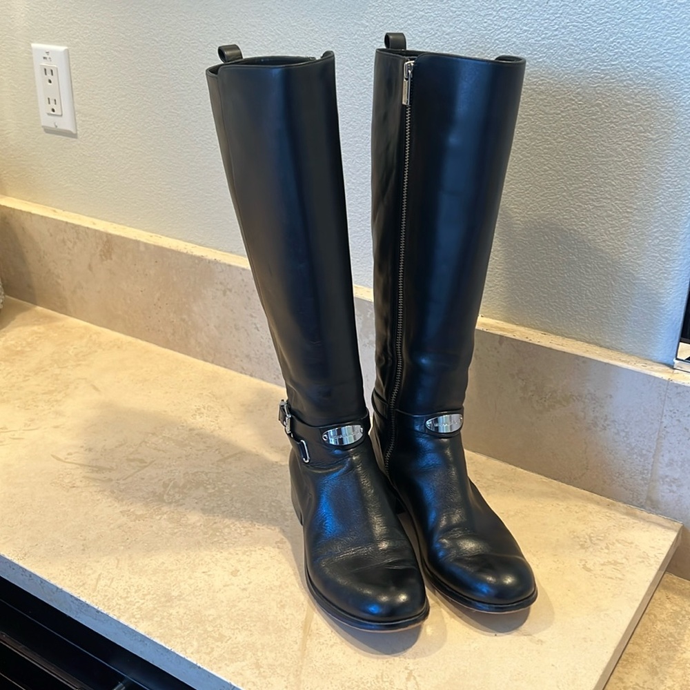 Michael Kors Arley Black Leather Riding Boots size 9